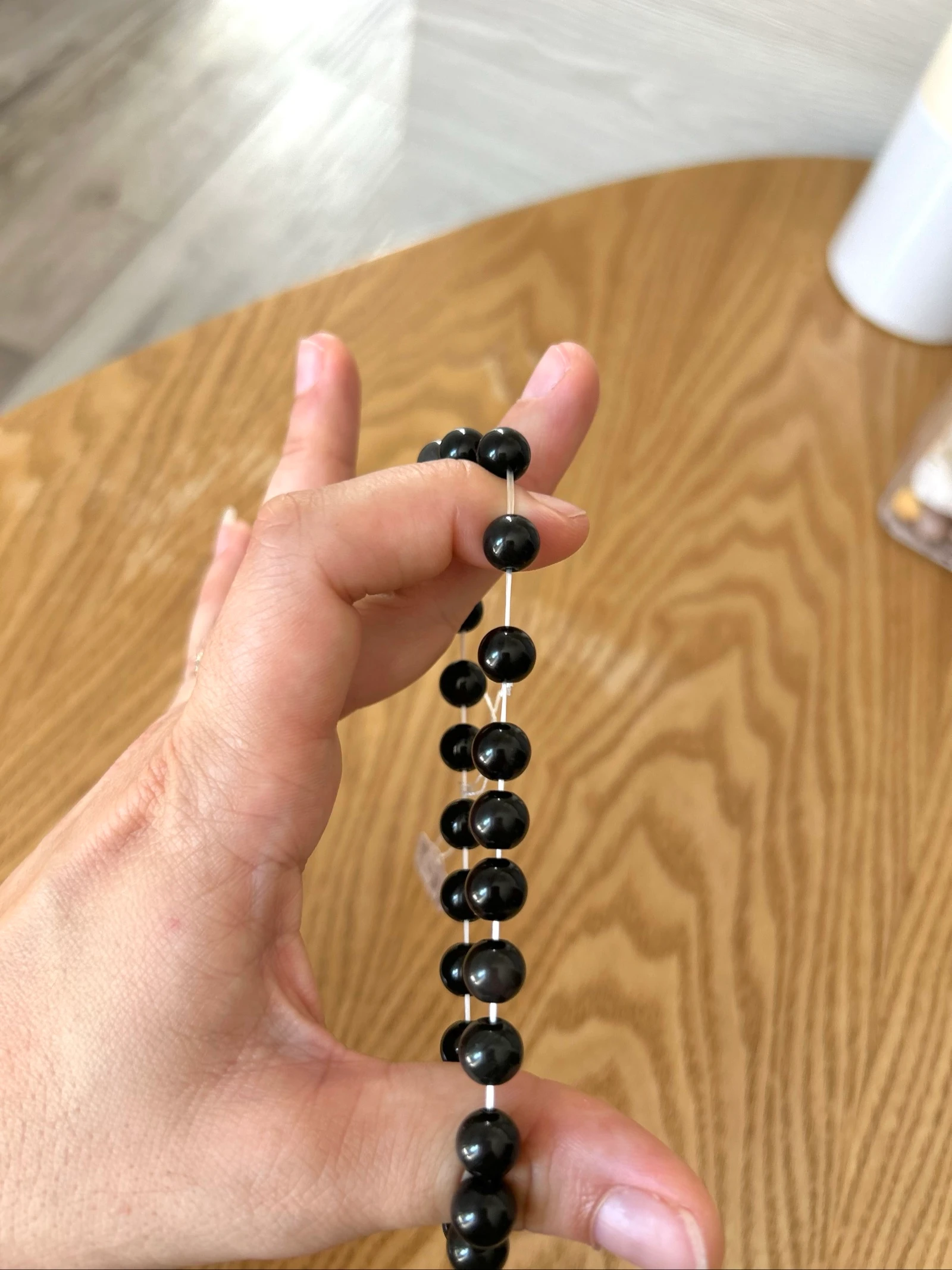 Pulseira de contas naturais obsidiana dourada cor preta – photo 5